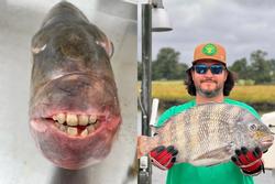 Ngư dân Mỹ tóm được con cá nặng 7,5kg có hàm răng giống con người
