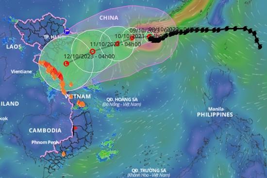 Bão số 4 giật cấp 16 di chuyển chậm, hướng vào Vịnh Bắc Bộ
