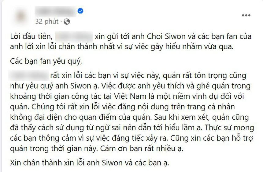 Siwon (Super Junior) bị chủ quán cafe tại Hà Nội đùa giỡn trên MXH với lời lẽ gây bức xúc-3