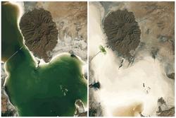 Thiên nhiên tàn khốc: Hồ nước lớn nhất Trung Đông biến thành bãi muối cạn