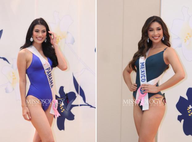 Phương Nhi và thí sinh Hoa hậu Quốc tế diễn áo tắm ở bán kết-12