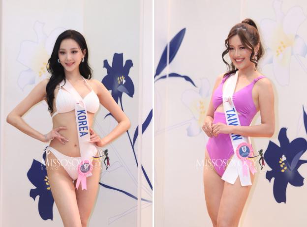 Phương Nhi và thí sinh Hoa hậu Quốc tế diễn áo tắm ở bán kết-13