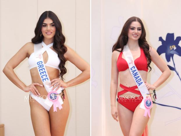 Phương Nhi và thí sinh Hoa hậu Quốc tế diễn áo tắm ở bán kết-14