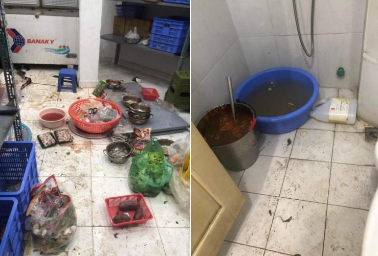 Khách tố quán buffet ở Hà Nội bẩn kinh hoàng, rau thịt vứt ngổn ngang sàn bếp-1