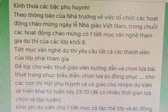 Xôn xao thông tin thu 700.000 đồng/học sinh phục vụ Ngày nhà giáo Việt Nam