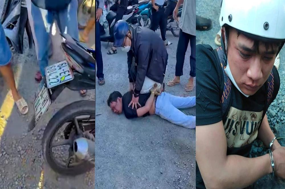 Cô gái tông ngã 2 tên cướp trước cổng khu công nghiệp-1