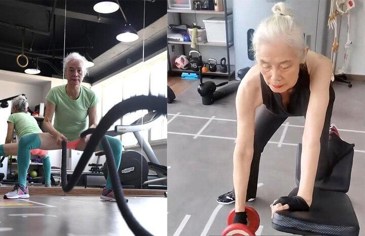Sắc vóc đáng ngưỡng mộ nhờ tập gym của cụ bà U80-2