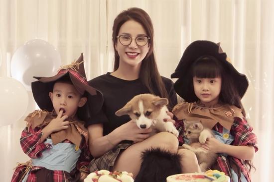 Diệp Lâm Anh hạnh phúc tổ chức sinh nhật đơn sơ cho hai con tại gia