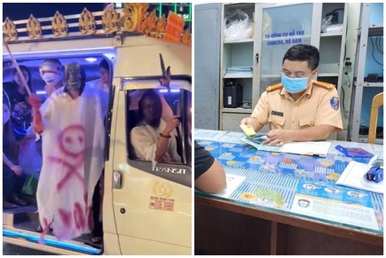 TPHCM: Xử phạt tài xế lái xe tang chở 'ma' diễu phố đêm Halloween