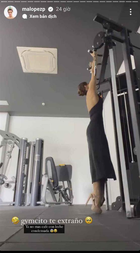 Á hậu Hòa bình Quốc tế 2023 gây chú ý khi mang cao gót, váy dạ hội tập gym-2