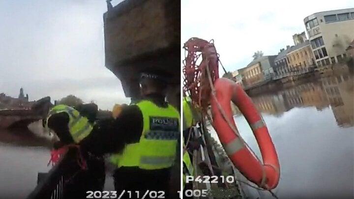 Người đàn ông rơi xuống sông, đám đông tụ tập xem, chụp ảnh nhưng không cứu-1