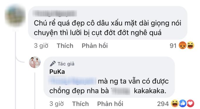 Puka đáp trả khi vừa đăng ảnh cưới đã bị chê xấu không xứng với chú rể-4