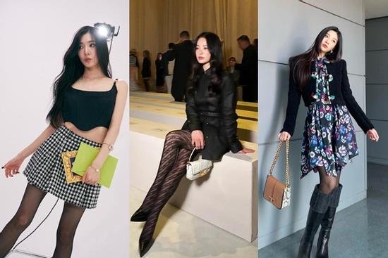 Học sao Hàn diện quần tất đen để chân thon thả, phong cách thêm sang trọng