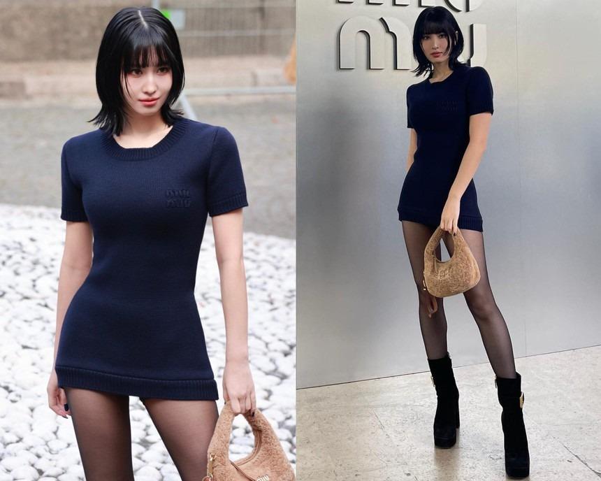 Học sao Hàn diện quần tất đen để chân thon thả, phong cách thêm sang trọng-2