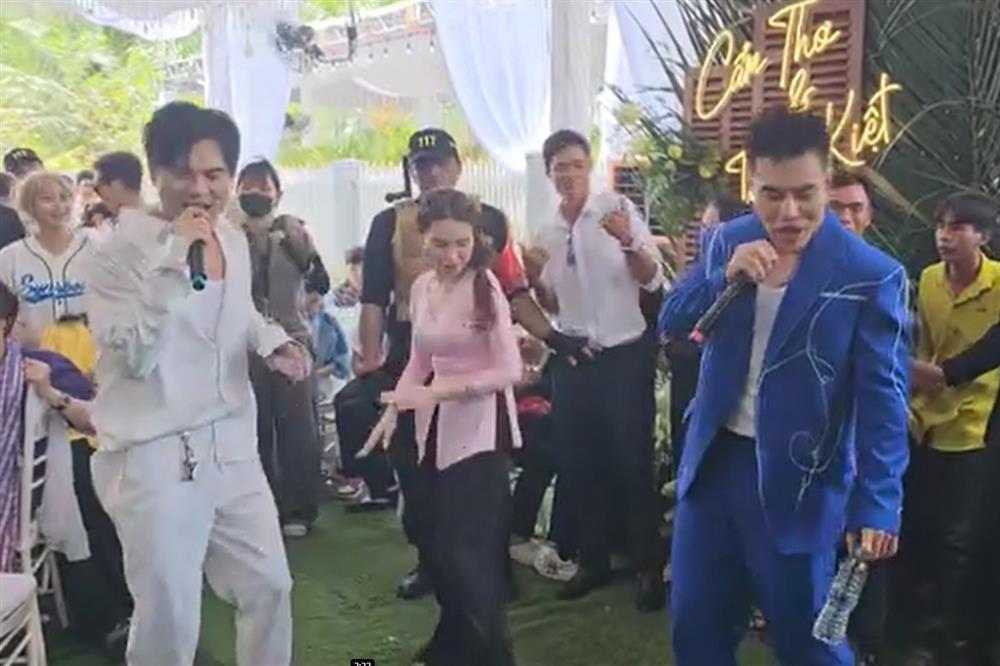 Hòa Minzy trèo cây, đội thùng bia tại đám cưới Puka - Gin Tuấn Kiệt-6