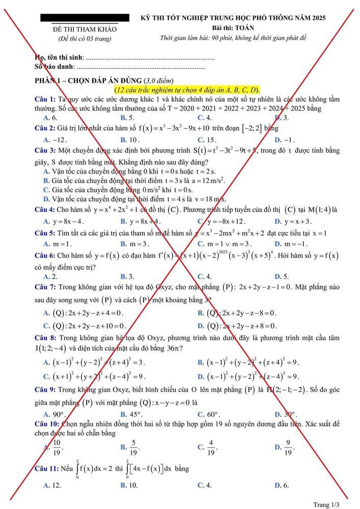 Giả mạo Bộ Giáo dục công bố đề minh họa thi tốt nghiệp THPT 2025-1
