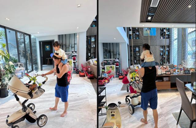 Cường Đô La xả vai chủ tịch, hóa bố bỉm cho quý tử ăn dặm ngày đầu, biểu cảm nhóc tỳ quá đáng yêu-8