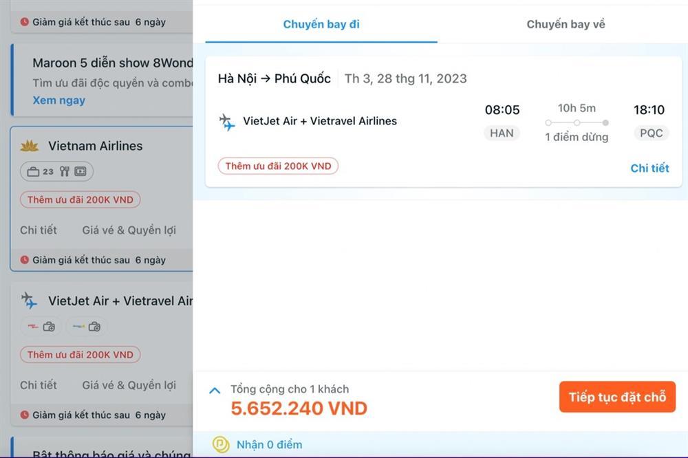 Khách Việt sốc với giá vé chặng Hà Nội-Phú Quốc gần 9 triệu đồng-1