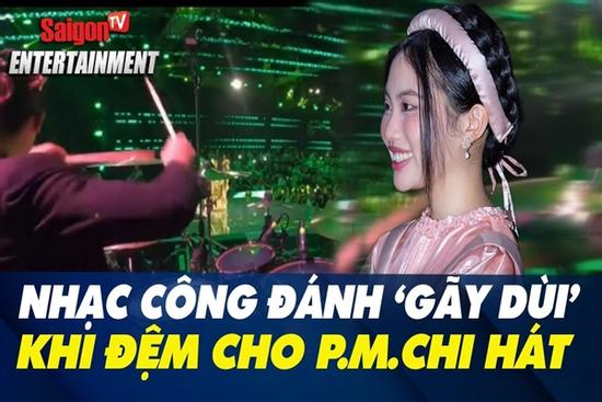 Đoạn clip gây sốt của nhạc công đánh trống đến gãy dùi khi đệm nhạc cho Phương Mỹ Chi