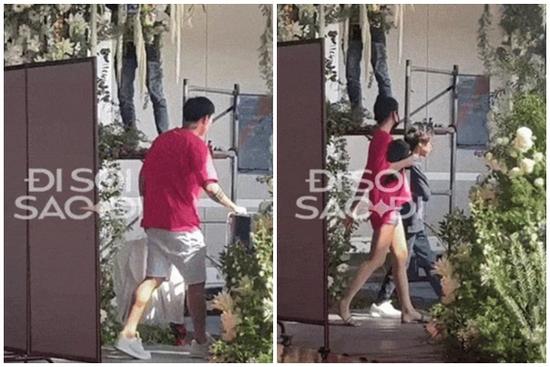 Văn Hậu diện đồ đôi cùng Hải My, được mẹ và các em vợ 'hộ tống' tới hội trường cưới