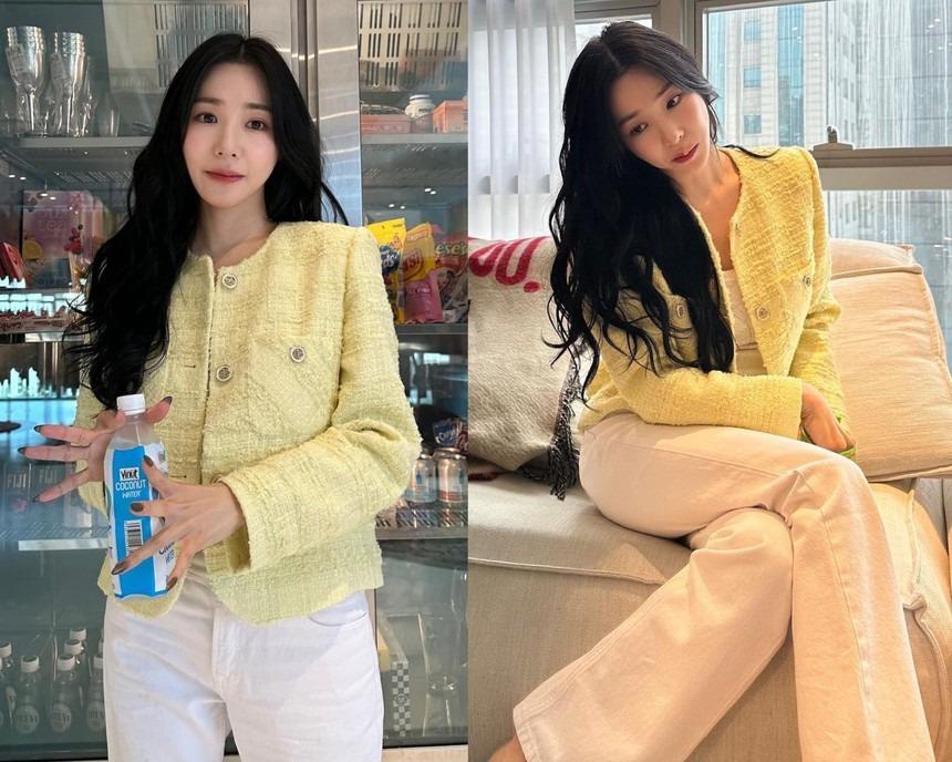 Tham khảo Tiffany Young cách diện áo khoác vải tweed đẹp suốt mùa lễ hội-1