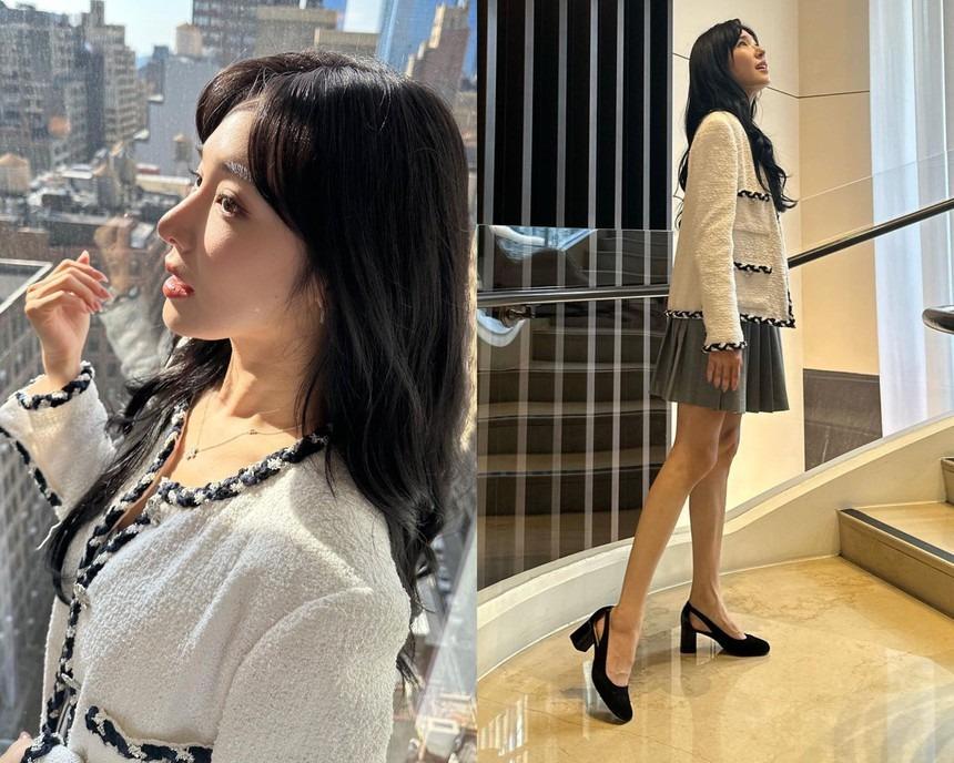 Tham khảo Tiffany Young cách diện áo khoác vải tweed đẹp suốt mùa lễ hội-2