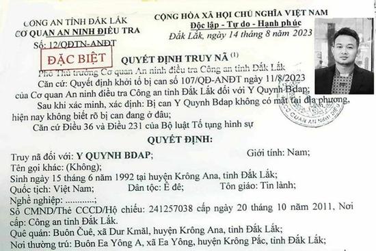 Truy nã đặc biệt 6 đối tượng liên quan vụ khủng bố tại Đắk Lắk