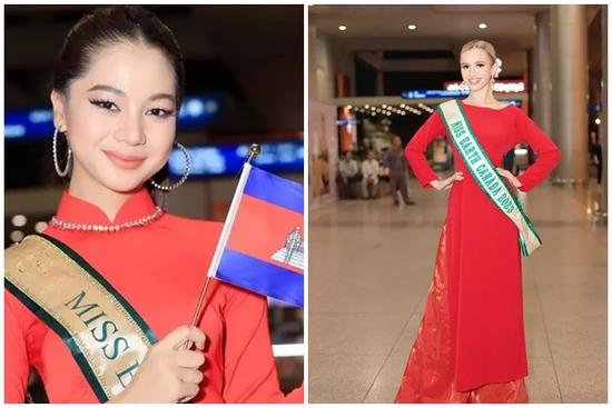 Loạt thí sinh Miss Earth 2023 diện áo dài khi đến Việt Nam