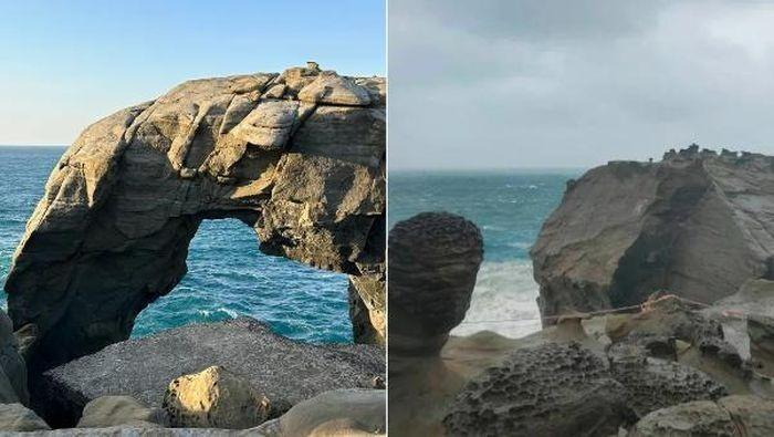 Khối đá đầu voi nổi tiếng Đài Loan bị sập-1
