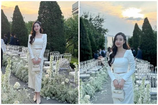 Đỗ Mỹ Linh lên đồ chuẩn dâu nhà hào môn khi đi đám cưới, dân tình tấm tắc khen ngợi