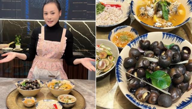 Phương Oanh chăm chỉ vào bếp trổ tài nấu toàn món ngon, bật mí làm món ốc luộc ấm trời Đông-3