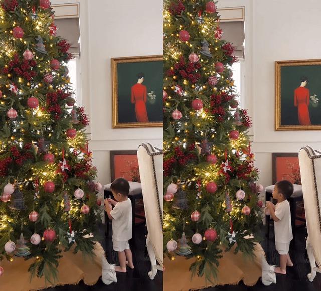 Con trai út Tăng Thanh Hà giúp mẹ trang trí cây thông Noel, khoảnh khắc đáng yêu đốn tim công chúng-1