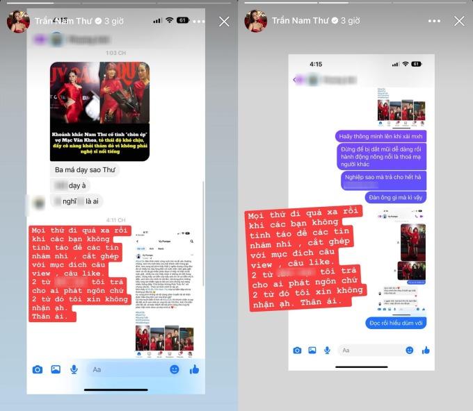 Nam Thư một lần nói rõ khi bị chỉ trích thái độ, cố tình chèn ép bà xã Mạc Văn Khoa trên thảm đỏ-3