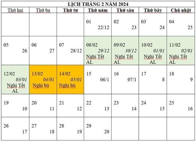 Bộ LĐ, TB&XH thông báo lịch nghỉ Tết Nguyên đán 2024-1