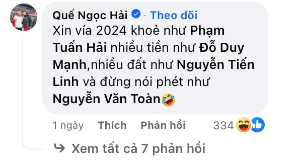Tiến Linh đăng ảnh mừng năm mới, Quế Ngọc Hải để lại bình luận khiến dân mạng cười lăn-2