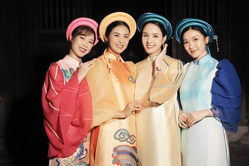 Phương Oanh bế bụng bầu trình diễn áo dài-2