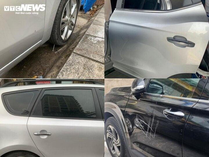 Nhiều ô tô bị cào xước thân xe, cắm đinh vào lốp khi đỗ ven đường TP Bắc Ninh-2
