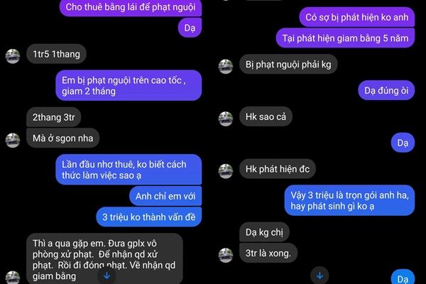 Tràn lan dịch vụ cho thuê bằng lái trên mạng xã hội để đối phó phạt nguội-3