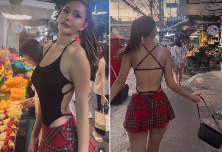 Nữ du học sinh nổi bật giữa chợ hoa khi diện áo sợi chỉ khoe lưng ong nõn nà-1