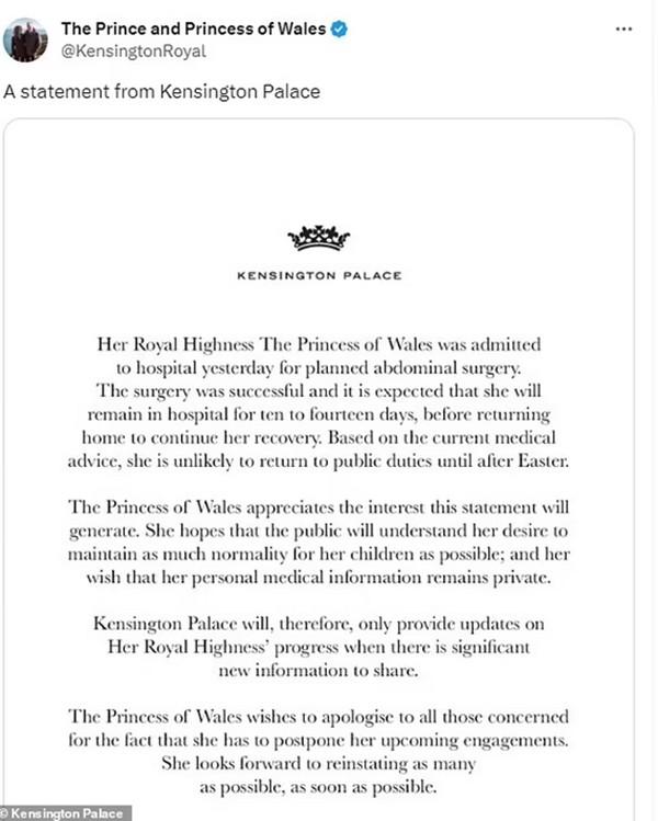 Công nương Kate Middleton bất ngờ phải nhập viện, hủy nhiều sự kiện sắp tới-1