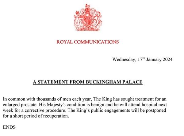 Cung điện Buckingham thông báo tuần sau Vua Charles III sẽ vào bệnh viện, lý do là gì?-1