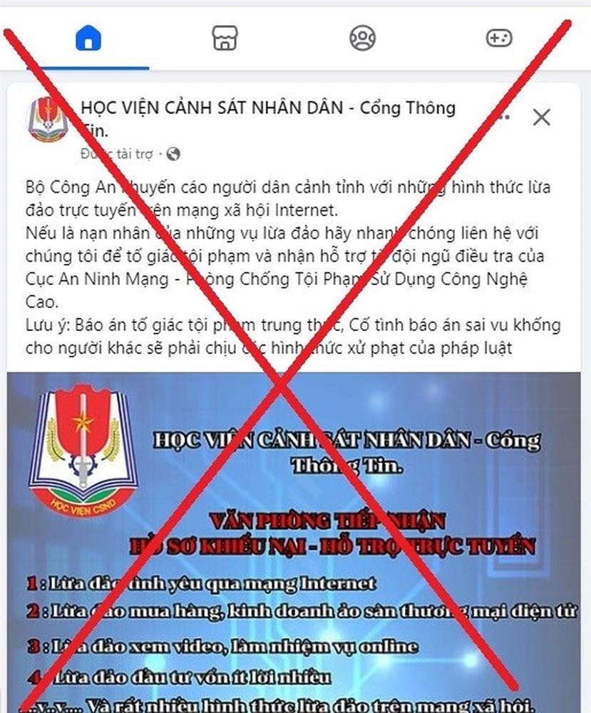 Giả mạo Fanpage của Học viện Cảnh sát nhân dân để lừa đảo-1