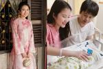 Phu nhân Phan Thành xúng xính áo dài chụp ảnh Tết sau 1 tháng sinh con, visual mẹ bỉm đỉnh cỡ nào?