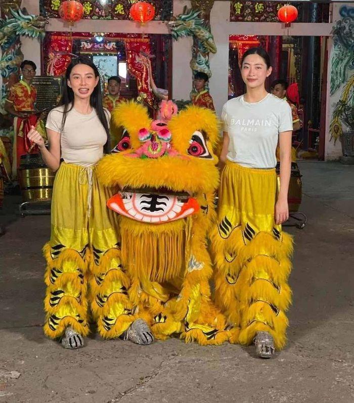 Danh tính 2 mỹ nhân múa lân gây sốt mạng xã hội là 2 nàng hoa hậu Việt đình đám?-1