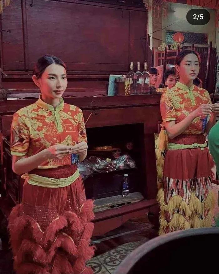 Danh tính 2 mỹ nhân múa lân gây sốt mạng xã hội là 2 nàng hoa hậu Việt đình đám?-2