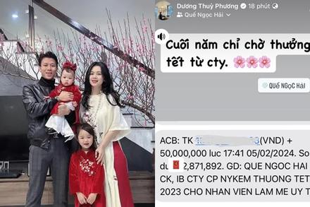 Quế Ngọc Hải nhập 'trend Tết': Ting ting cho vợ Hoa khôi 50 triệu thưởng Tết vì 'làm mẹ uy tín'