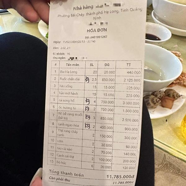 16 người ăn hết gần 12 triệu đồng tiền hải sản ở Hạ Long có chặt chém?-1