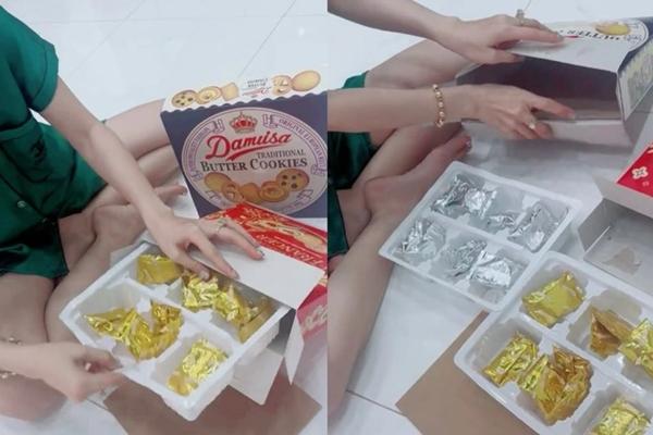 Dở khóc dở cười khui giỏ quà Tết: 7 phần vỏ hộp, 3 phần bánh kẹo rởm-1