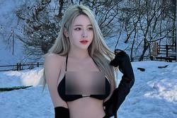 'Thần Vệ Nữ béo' Hàn Quốc mặc đồ ngắn, mỏng tôn vẻ đẹp đầy đặn giữa trời tuyết