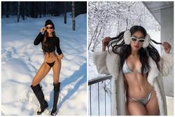 H'Hen Niê 'bắt kịp' trào lưu khoe dáng nóng bỏng với bikini giữa trời tuyết